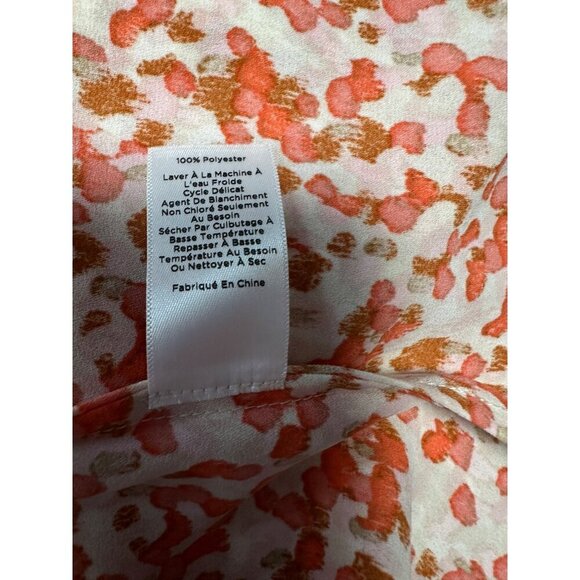 TALBOTS Orange Coral Abstract Patterned Pintucked Career Blouse Size L - Picture 7 of 8
